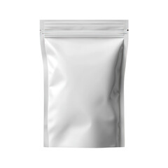 Blank white stand up pouch with zipper closure isolated on transparent background