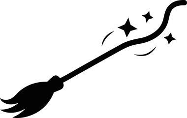 Broomstick Silhouette Vector Cute Hand Drawn Magic