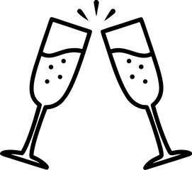 Toasting with Champagne Flutes Doodle