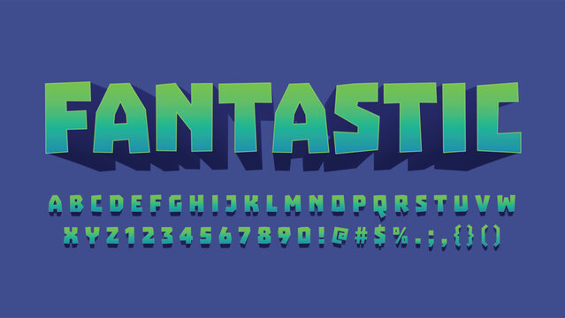cartoon 3d green isolated letters