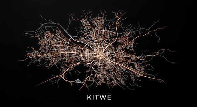 Urban Map Visualization, Kitwe, Zambia, Graphic Design, Data Art