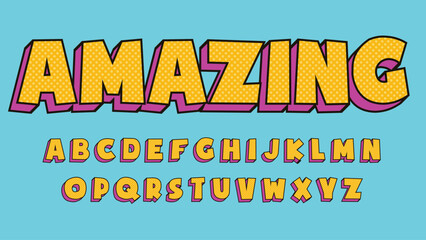 3d yellow and pink dotted cartoon font © Patrick