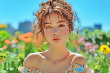 よくは晴れた日の女性のポートレート写真