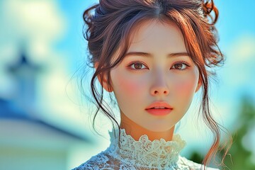 よくは晴れた日の女性のポートレート写真