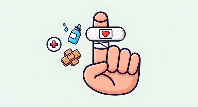 cartoon hand with ban-aid
