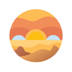 Sunset in the desert 2d game background
