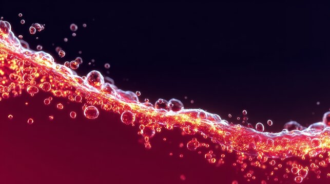 Dynamic splash of crimson fluid suspended in midair, a captivating display of weightless motion and vivid color