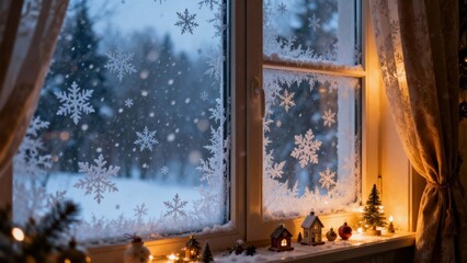 겨울창가에서보는폭설풍경