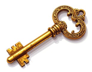 Ornate golden key illustration
