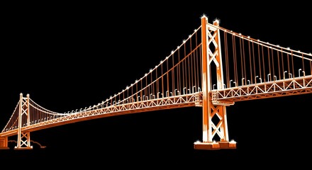 Obraz premium Iconic Bridge Structure at Night, Urban Landscape