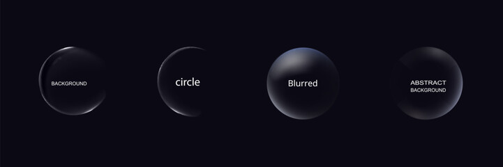 Abstract circle shapes with gradient isolated on black background. Vector set. Fluid vivid gradients for banners. Modern trendy design. Liquid shape. Colorful bright neon template.
