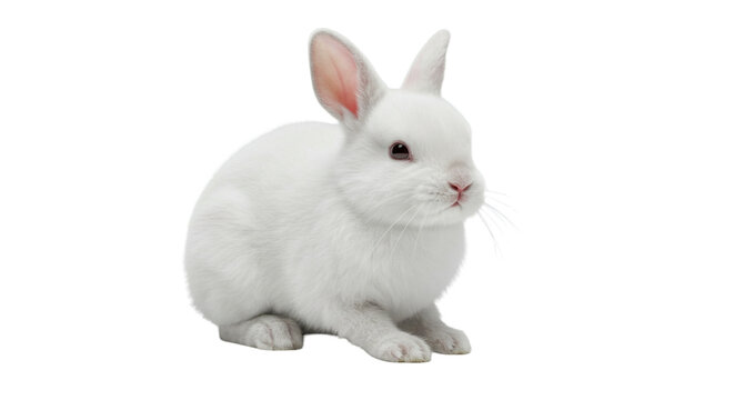 white rabbit on white background