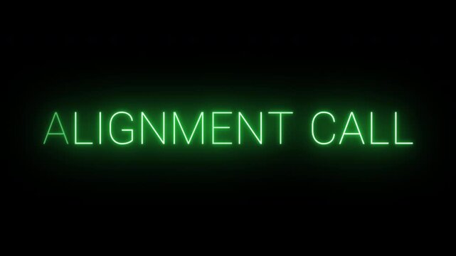 Flickering neon green Alignment call sign animated on black background.
