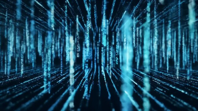Vector Fly Flying Through the Blue Data Stream