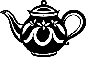 Hand Drawn Vintage Teapot Doodle Silhouette Vector