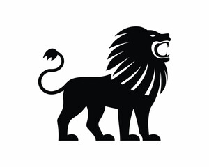 Lion roaring icon silhouette vector 
