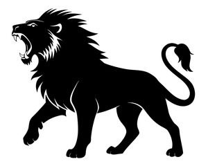 Lion roaring silhouette vector 