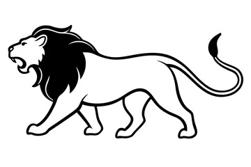 line  Lion roaring silhouette vector isolated on white background