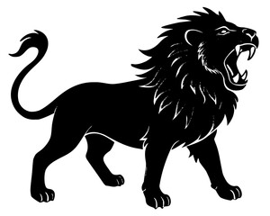 Lion roaring silhouette vector isolated on white background