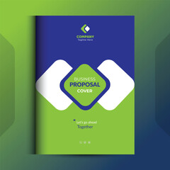 Blue green Proposal cover Design Template concepts are adept for corporate Business	
