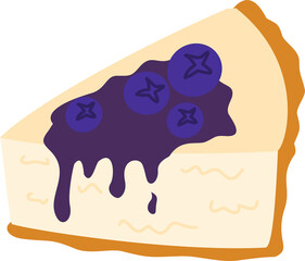 Blueberry Cheese Pie Illustration, Blueberry Cheese Cake Slice Illustration