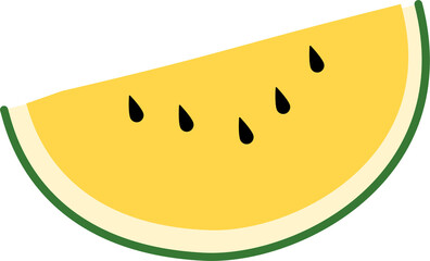 Slice of Yellow Watermelon, Isolated Illustration of Yellow Watermelon Slice