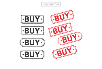 Set of red and black stamps on transparant background for discount or promotion. Red buy stamp vector illustration