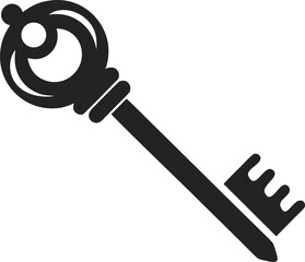 Old Fashioned Key Doodle Silhouette Vector Illustration