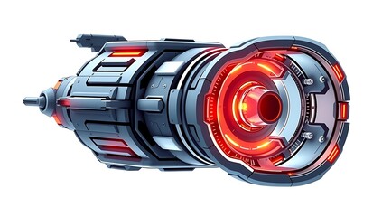 "Futuristic inertia dampener device, sci-fi technology, isolated on white background, PNG cutout."