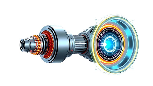 "Futuristic inertia dampener device, sci-fi technology, isolated on white background, PNG cutout."