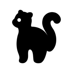 Stylized Silhouette of a Squirrel with a Curled Tail on White Background