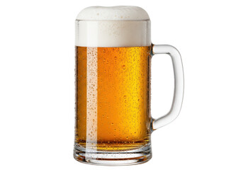 Glass of beer with foam isolated on transparent background