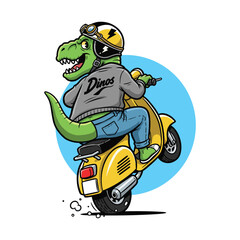T-Rex Scooter Rider cartoon Illustration