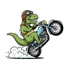 Tyrannosaurus Rex Motorcycle Rider Illustration