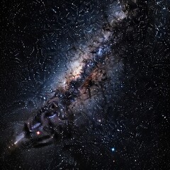 A vast expanse of space showcases the Milky Way's intricate details and swirling nebulae.