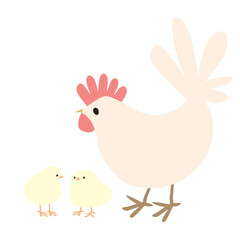 鶏とひよこが会話をしているようなかわいいベクターイラスト