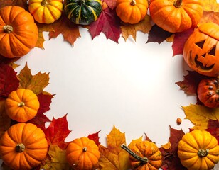 Autumn pumpkins and leaves frame (1)