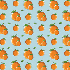 Seamless Pattern Cartoon Orange Illustration Citrus Fresh Fruit Background