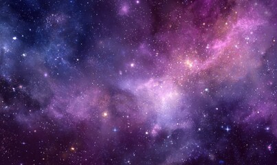 Vibrant Cosmic Nebula with Stars and Purple Hues.