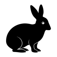 Simple black silhouette of a rabbit sitting down
