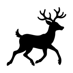 Black silhouette of a horse galloping freely on a white background