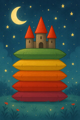 Fototapeta premium Dream Castle on Pillows Under a Starry Sky