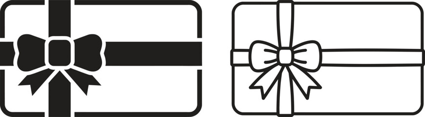 Fototapeta premium Two gift card icons with ribbons and bows