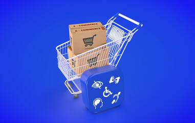 e-Commerce, Disability Signs, Icons are Visual Presentation. 