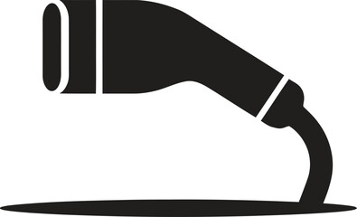 Silhouette of a modern electric vehicle charging plug on a stand