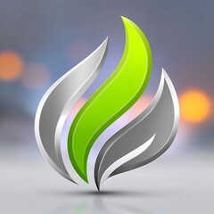 Obraz premium Abstract Green And Silver Leaf Logo Design