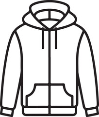 Simple line art icon of a zippered hoodie with pocket