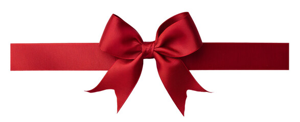 red ribbon bow isolated on white background.