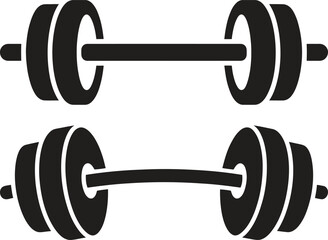 Two black silhouette dumbbells isolated on a white background