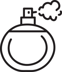 Simple line art icon of a perfume bottle spraying fragrance